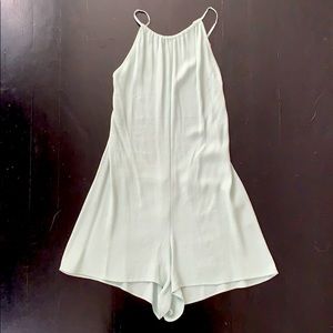 REFORMATION mint green backless romper